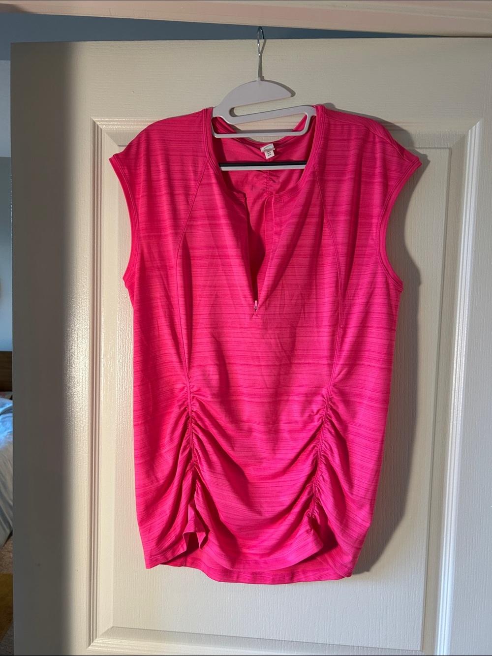 Athleta Bright Pink Ruched V-Notch Tank